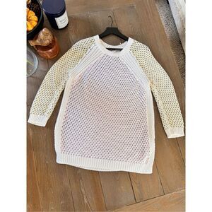 Cotton by Autumn Cashmere Color Block Honeycomb Sweater in Bleach White & Neutra